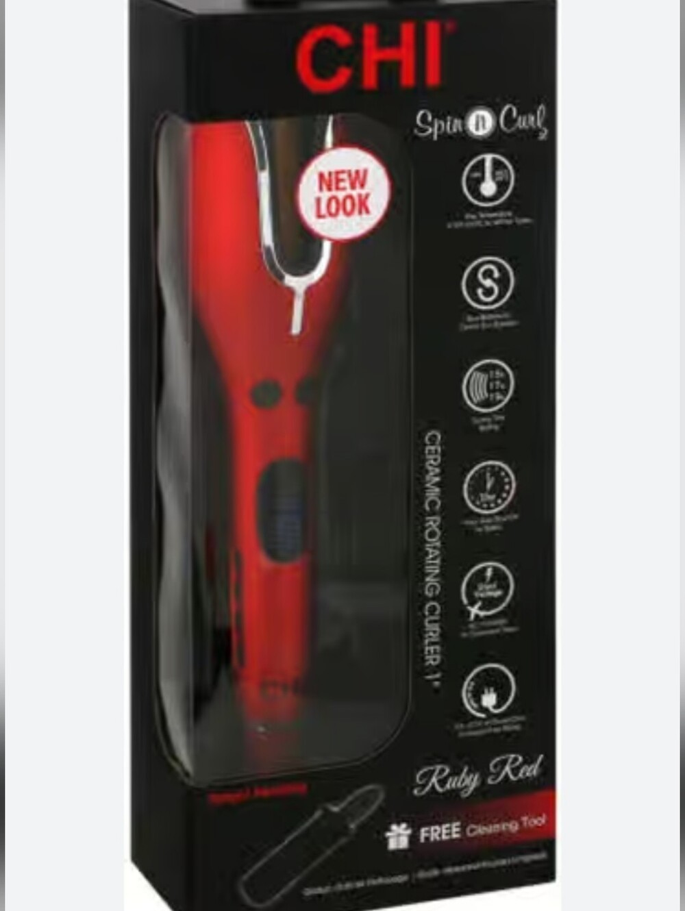 CHI Ceramic Rotating Curler 1" in Red